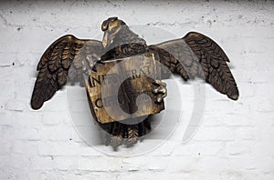 Wooden Sculpture of an eagle photo